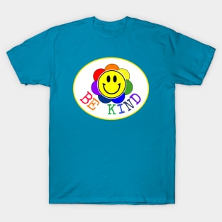 Be Kind Rainbow Smiley Face Flower T-Shirt